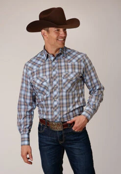 ROPER 1634 LT BLUE/CHOCOLATE/WHITE PLAID