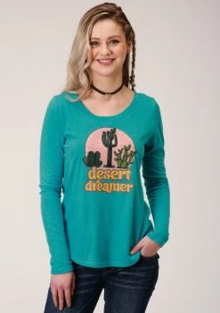 Roper "Desert Dreamer" Turquoise Long Sleeve Tee