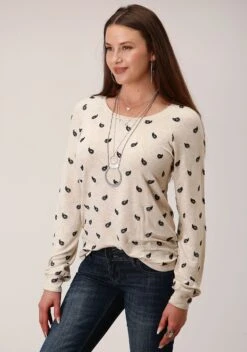Roper Scoop Neck Paisley Long Sleeve Shirt