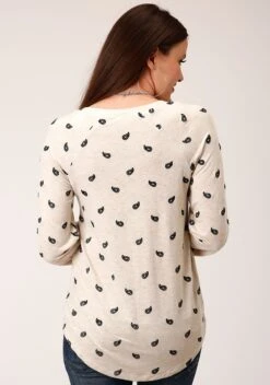 Roper Scoop Neck Paisley Long Sleeve Shirt -Wearline Cloth Shop 0303805131041c