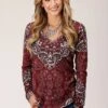Roper Jersey Long Sleeve Blouse