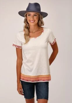 Roper Cotton Jersey Short Sleeve Scoop Neck Blouse