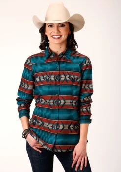 Roper Ombre Aztec Long Sleeve Snap