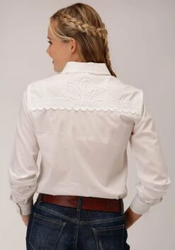 Roper White Cambric Cotton Western Long Sleeve Blouse -Wearline Cloth Shop 0305005650453c