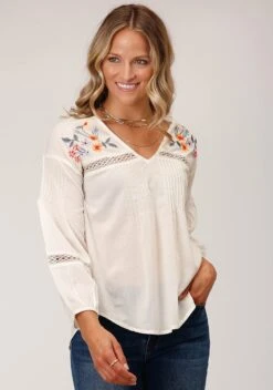 Roper Voile Light Weight Floral Long Sleeve Blouse