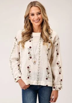 Roper Cotton Boat Neck Blouse