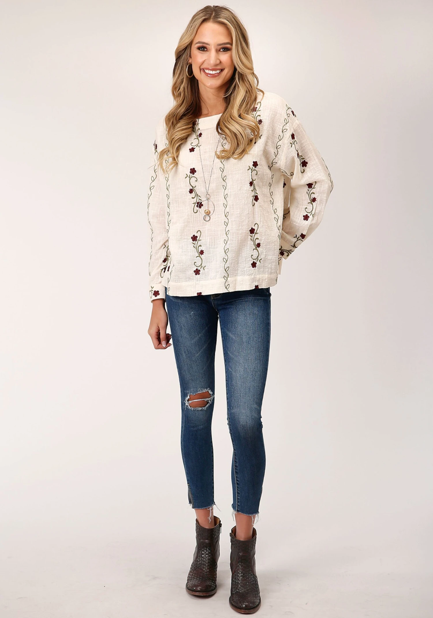 Roper Cotton Boat Neck Blouse 2 Roper Cotton Boat Neck Blouse - Image 2