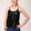 Roper Solid Black Sequin Top