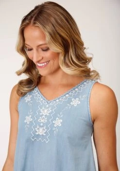 Roper Denim Sleeveless V-Neck Sun Dress 5 Roper Denim Sleeveless V-Neck Sun Dress -Wearline Cloth Shop 0305705650560c