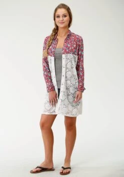 ROPER LADIES WOVEN CARDIGAN