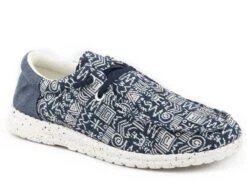 ROPER NAVY AND BEIGE AZTEC FABRIC UPPER