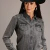 Stetson Black Wash Denim Blouse