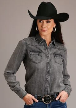 Wearline Cloth Shop 7 Stetson Black Wash Denim Blouse