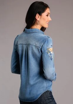 Stetson Tencel Denim Floral Long Sleeve Shirt -Wearline Cloth Shop 1105005656047c