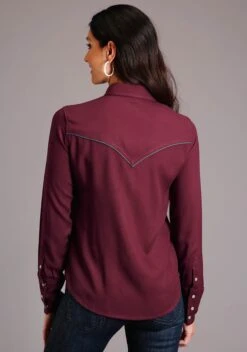 Stetson Solid Maroon Long Sleeve Shirt -Wearline Cloth Shop 1105005926024c