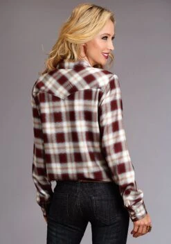 Stetson Maroon Western Style Long Sleeve Blouse -Wearline Cloth Shop 1105005977004c