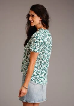 Stetson Jade Floral Short Sleeve Blouse -Wearline Cloth Shop 1105105900516c