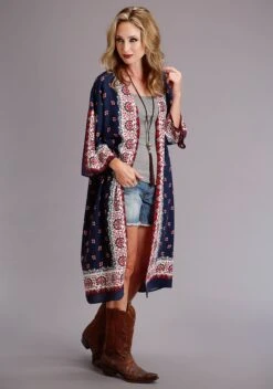 Stetson Ladies Bandana Print Long Sleeve Cardigan