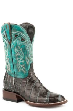 John B. Stetson Brown Alligator Square Toe Boot