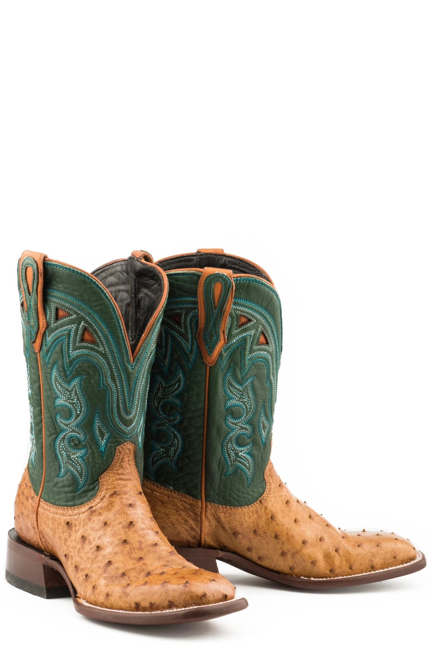 John B. Stetson Saddle Tan Ostrich Square Toe Boot 2 John B. Stetson Saddle Tan Ostrich Square Toe Boot - Image 2