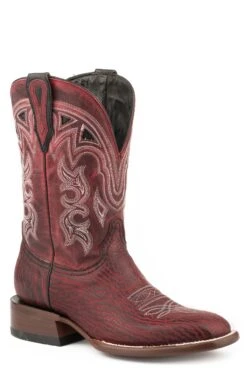 John B. Stetson Black Cherry Shark Skin Square Toe Boot