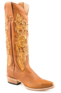 Stetson Vintage Hand Tooled Snip Toe Boot